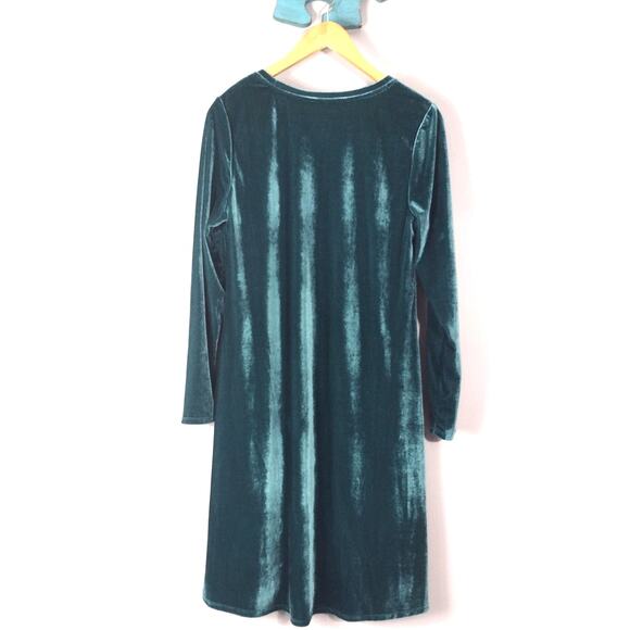 Soft Surroundings Short Santiago Knee Length Emerald Green Velvet Dress M - Picture 14 of 16